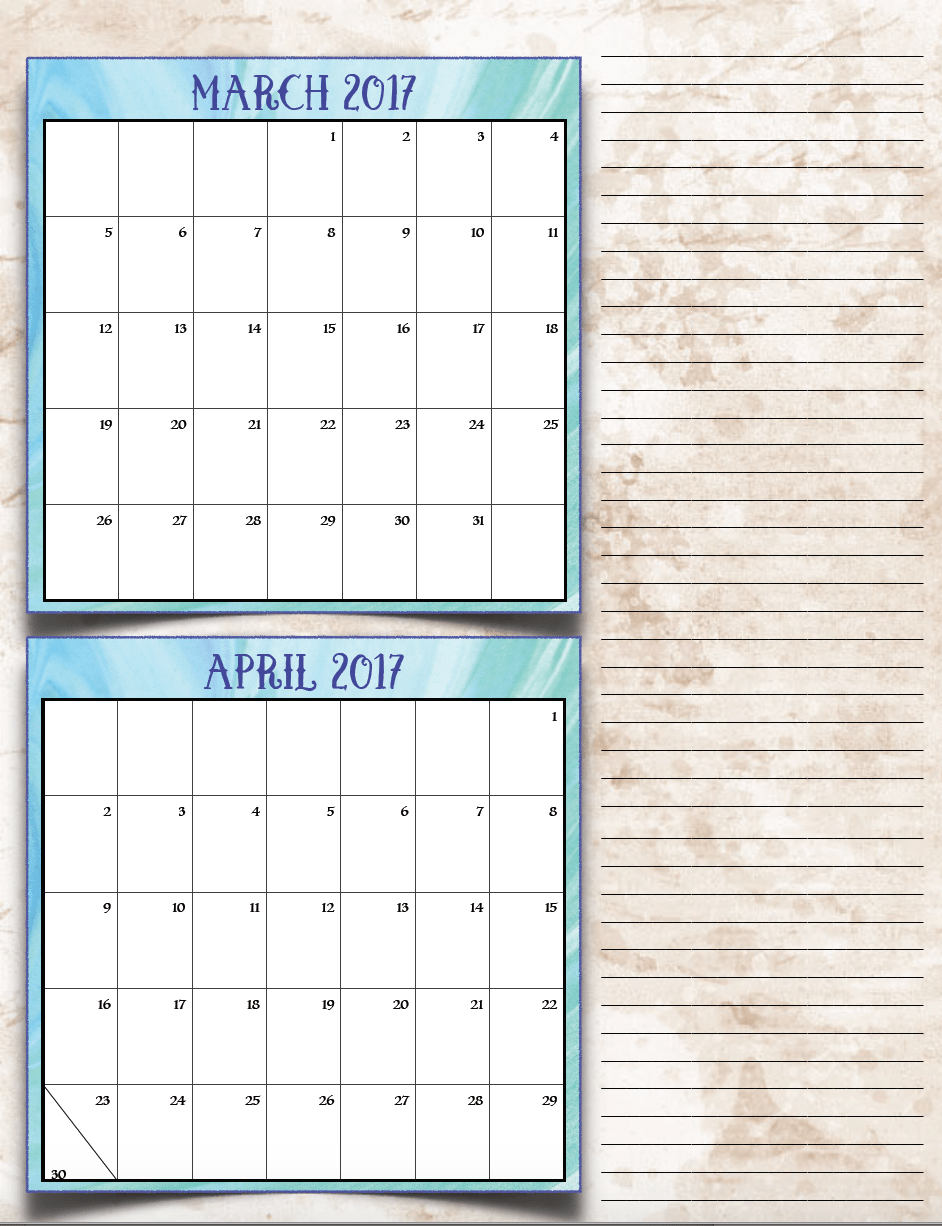 bimonthly2_2017_2_marapr_png FREE Printable 2017 Bimonthly Calendars: 7 different designs; pick your favorite…plus links to more free printables.