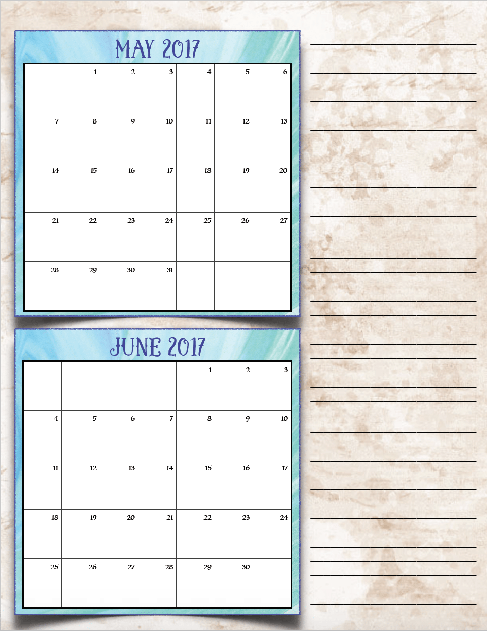 bimonthly2_2017_3_mayjune_png FREE Printable 2017 Bimonthly Calendars: 7 different designs; pick your favorite…plus links to more free printables.