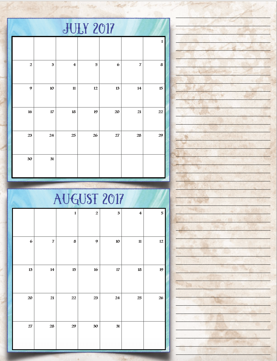 bimonthly2_2017_4_julyaug_png FREE Printable 2017 Bimonthly Calendars: 7 different designs; pick your favorite…plus links to more free printables.