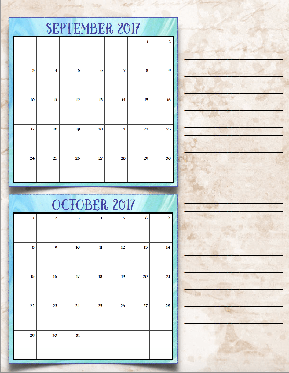 bimonthly2_2017_5_septoct_png FREE Printable 2017 Bimonthly Calendars: 7 different designs; pick your favorite…plus links to more free printables.