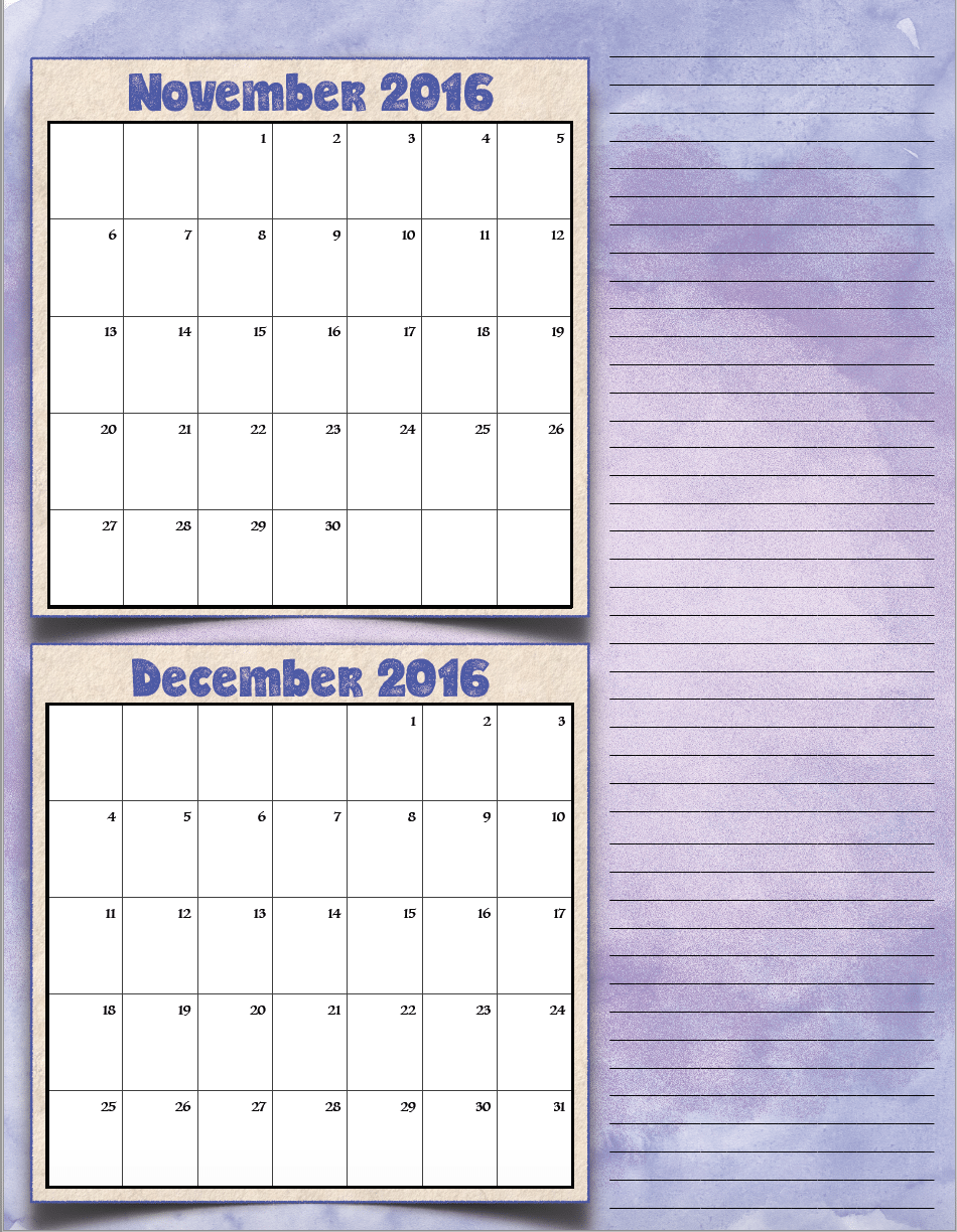 bimonthly3_2016_6_novdec_png FREE Printable 2017 Bimonthly Calendars: 7 different designs; pick your favorite…plus links to more free printables.