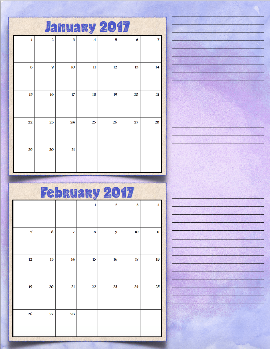 bimonthly3_2017_1_janfeb_png FREE Printable 2017 Bimonthly Calendars: 7 different designs; pick your favorite…plus links to more free printables.