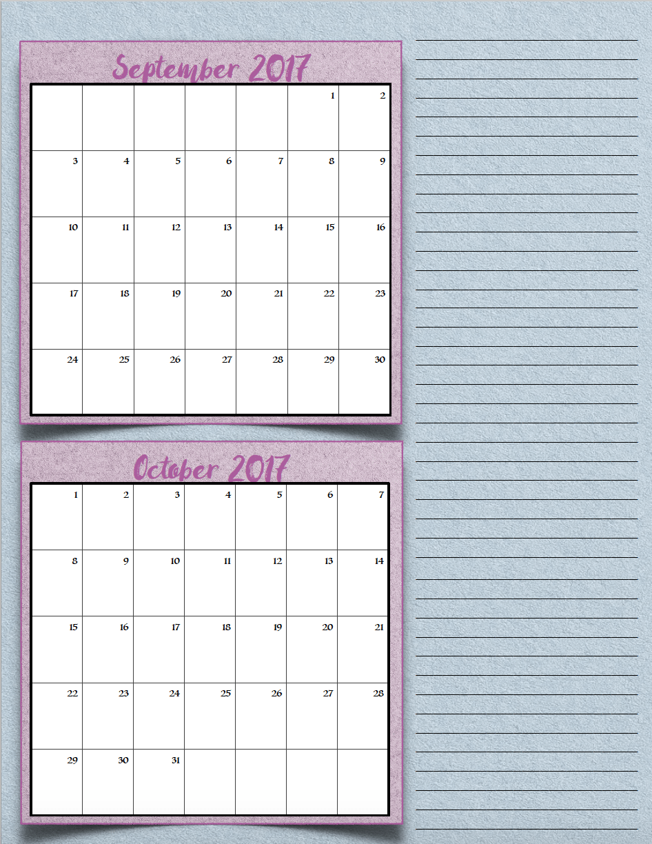 bimonthly4_2017_5_septoct_png FREE Printable 2017 Bimonthly Calendars: 7 different designs; pick your favorite…plus links to more free printables.