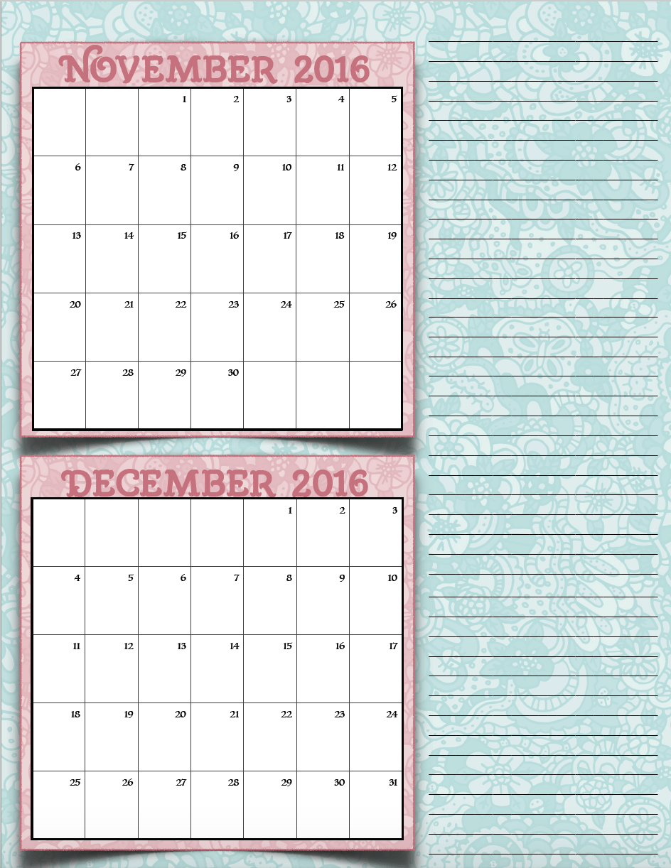 bimonthly5_2016_6_novdec_png FREE Printable 2017 Bimonthly Calendars: 7 different designs; pick your favorite…plus links to more free printables.