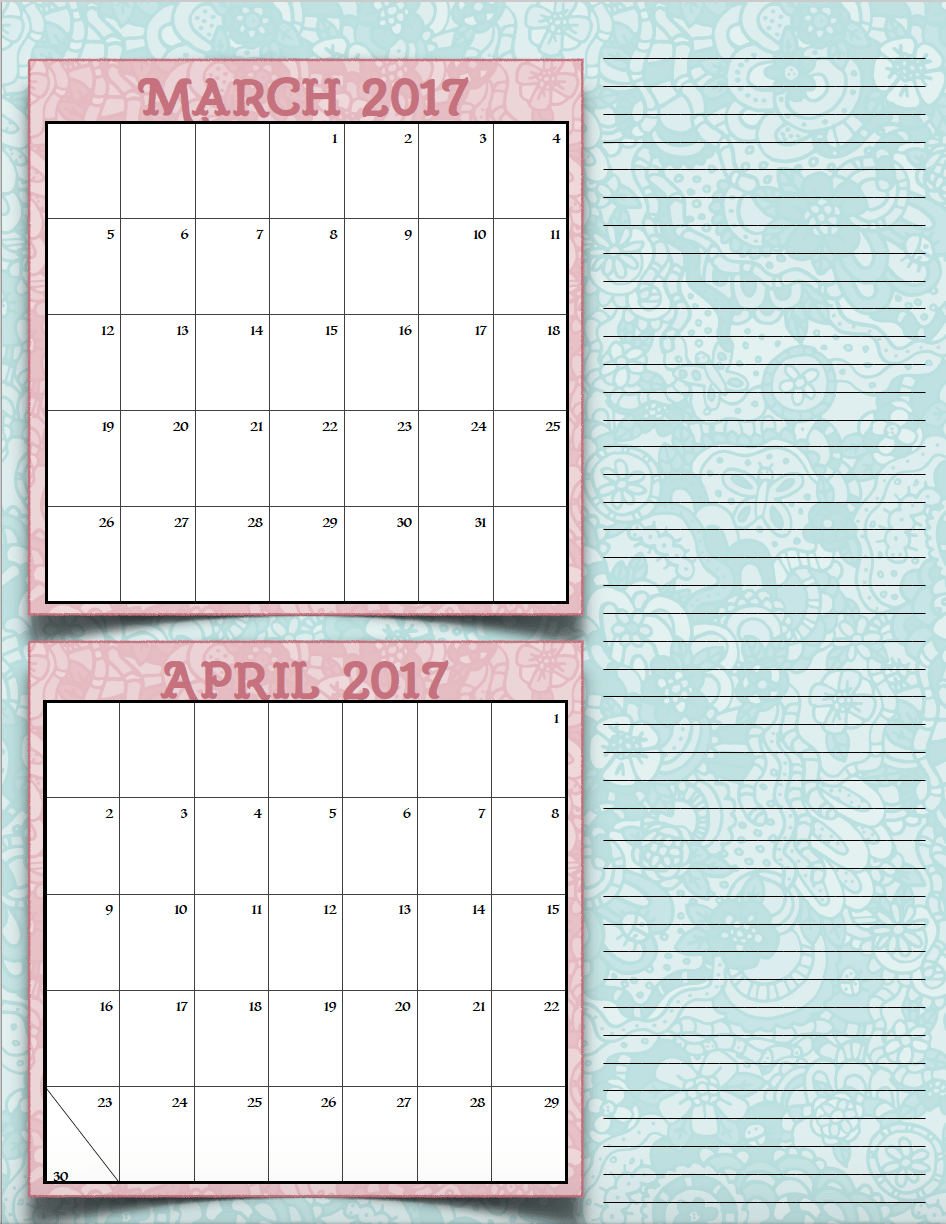 bimonthly5_2017_2_marapr_png FREE Printable 2017 Bimonthly Calendars: 7 different designs; pick your favorite…plus links to more free printables.