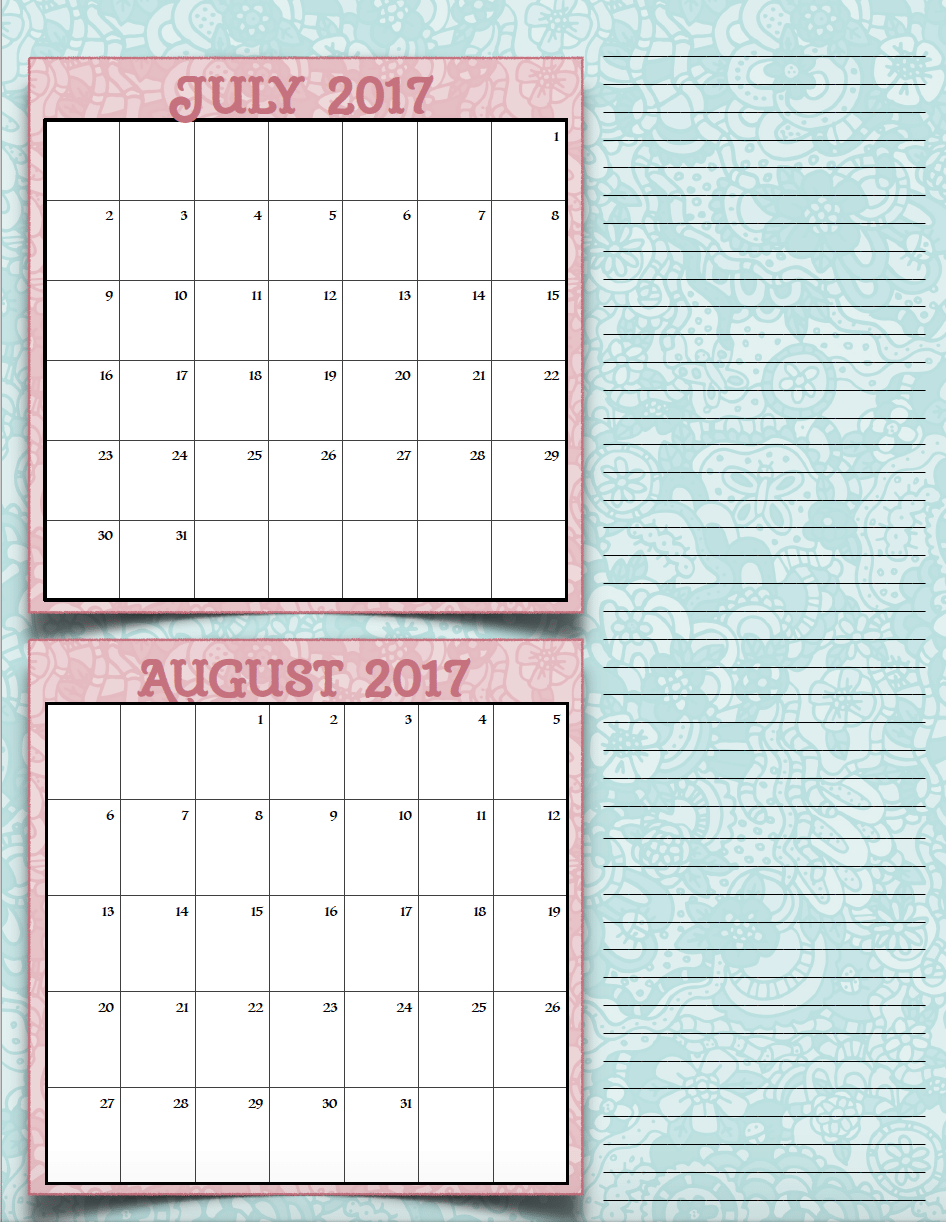 bimonthly5_2017_4_julyaug_png FREE Printable 2017 Bimonthly Calendars: 7 different designs; pick your favorite…plus links to more free printables.