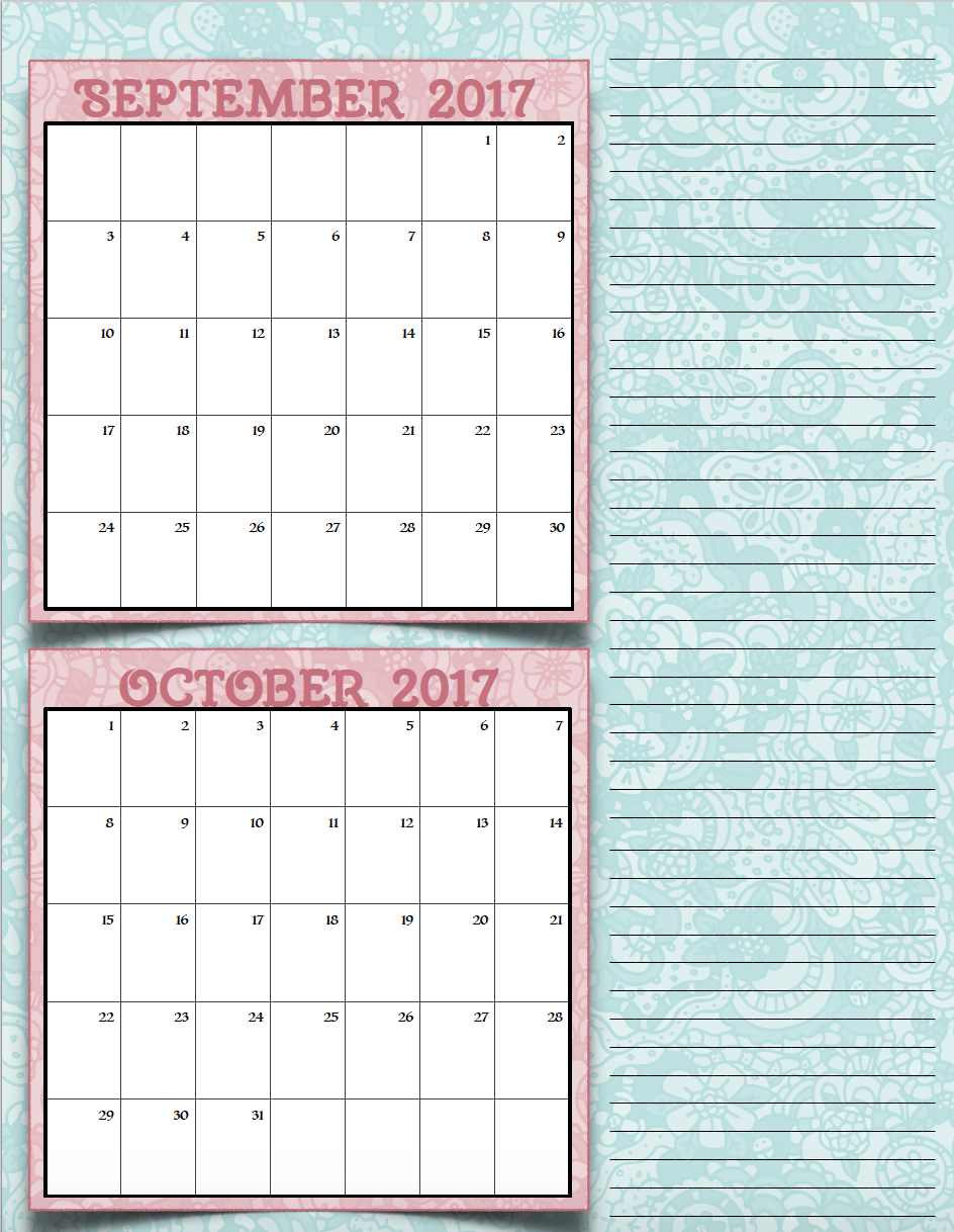 bimonthly5_2017_5_septoct_png FREE Printable 2017 Bimonthly Calendars: 7 different designs; pick your favorite…plus links to more free printables.