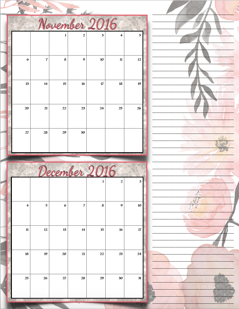 bimonthly6_2016_6_novdec_png FREE Printable 2017 Bimonthly Calendars: 7 different designs; pick your favorite…plus links to more free printables.