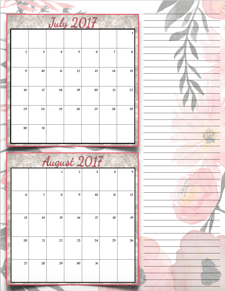 FREE Printable 2017 Bimonthly Calendars 7 Different