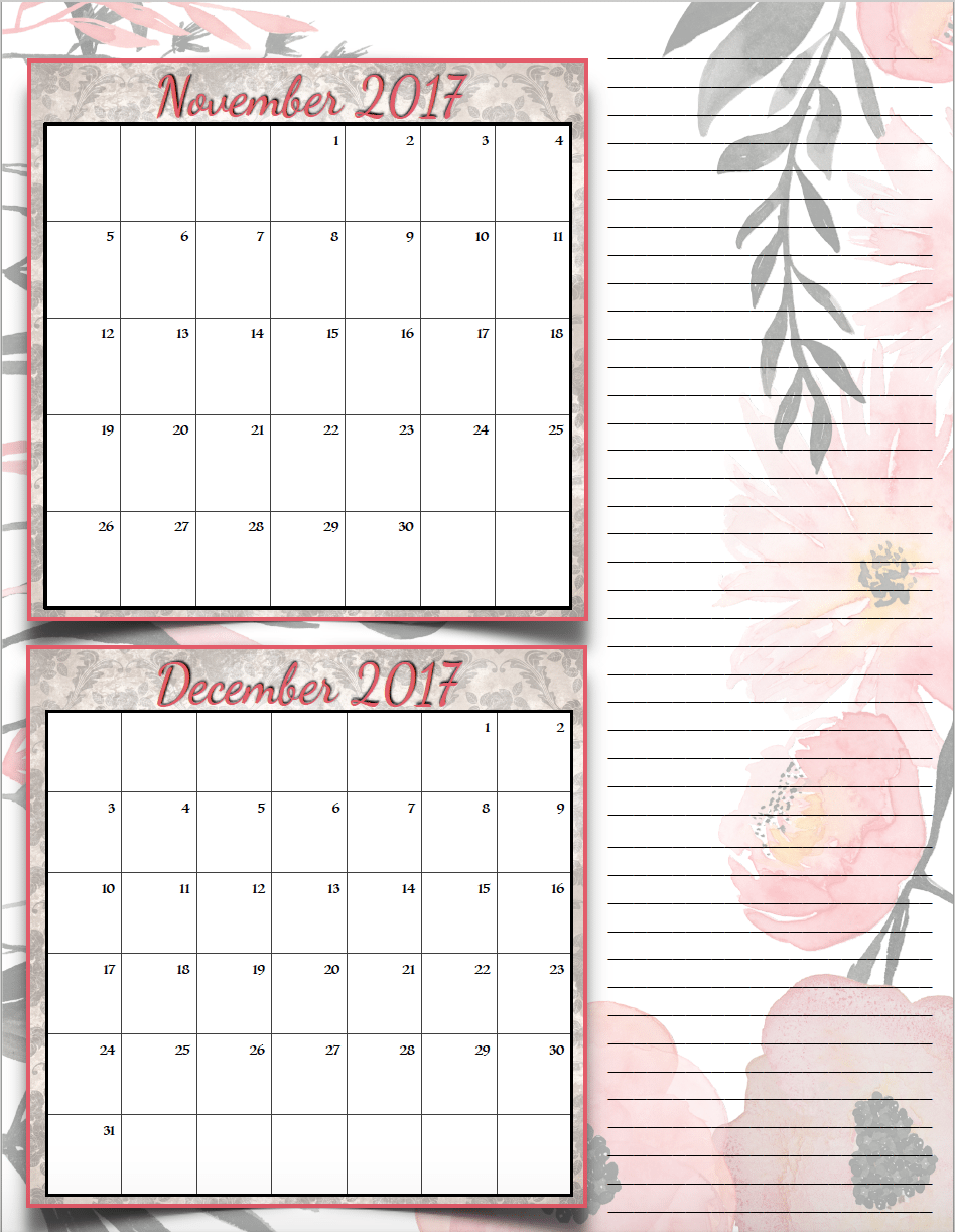 bimonthly6_2017_6_novdec_png FREE Printable 2017 Bimonthly Calendars: 7 different designs; pick your favorite…plus links to more free printables.