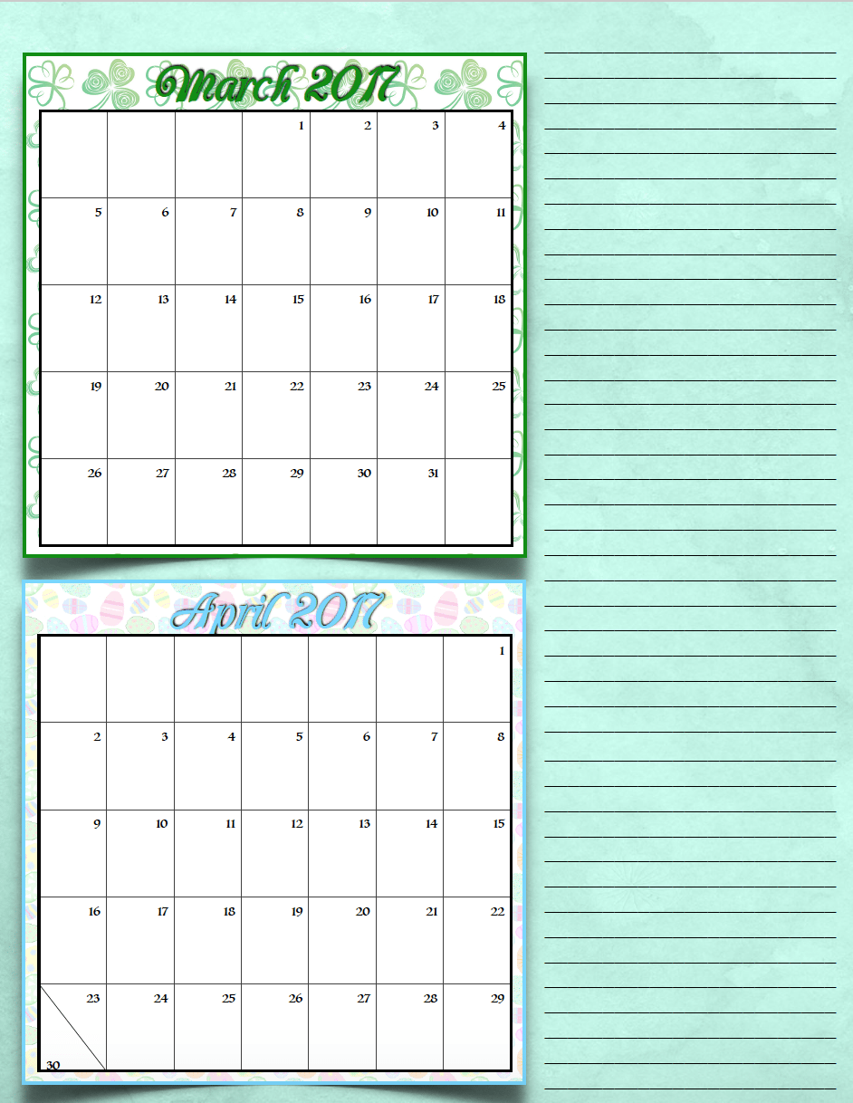 bimonthlyholiday_2017_2_marapr_png FREE Printable 2017 Bimonthly Calendars: 7 different designs; pick your favorite…plus links to more free printables.