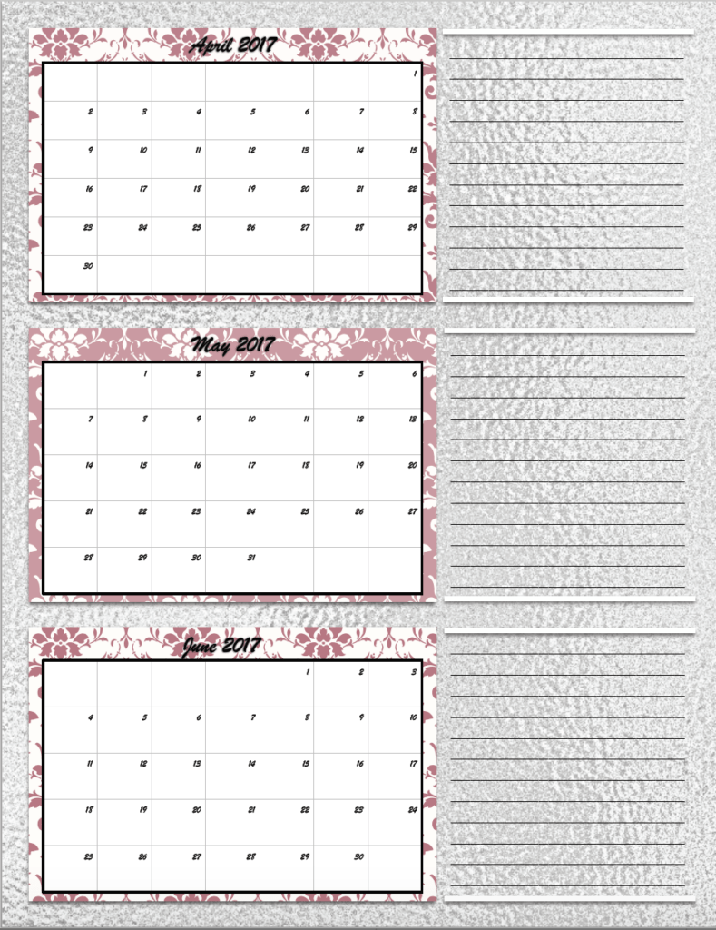 monthly expense calendar