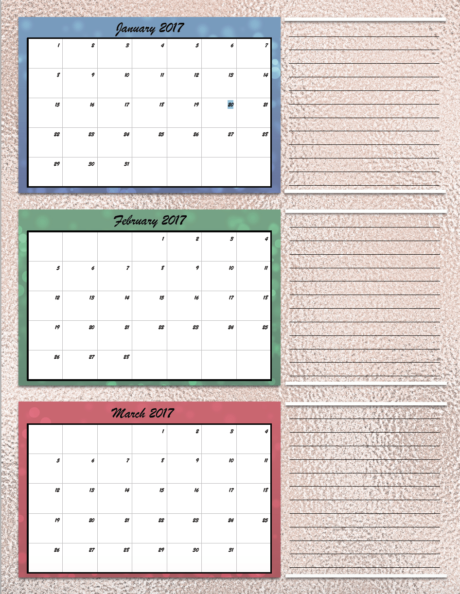 monthly expense calendar