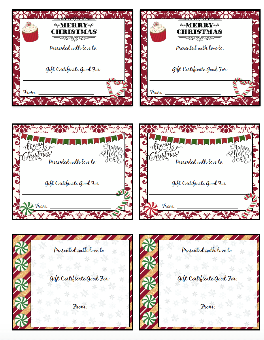 Printable Christmas Gift Cards