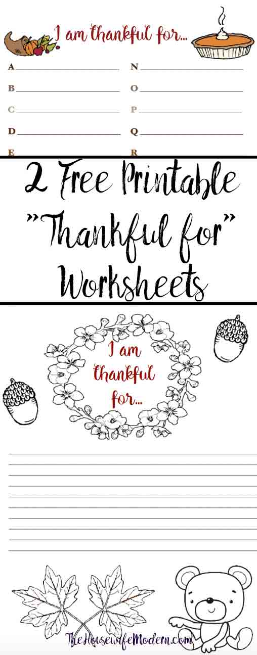 Free Printable Thankful For Worksheet 2 Designs