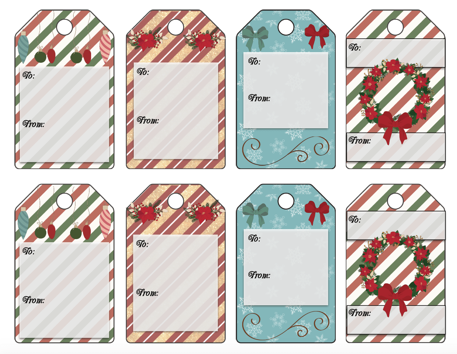 Free Printable Christmas Gift Tags 13 Designs. Just print and use!