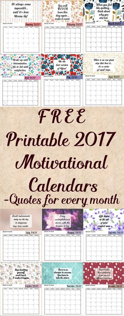 free printable 2017 motivational monthly calendar calendar quotes for each month