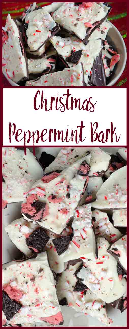 Peppermint Bark_pin Homemade Christmas Peppermint Bark: peppermint, white chocolate, semi-sweet chocolate, candy canes, peppermint Oreos. Easy, classy, quick dessert, great as Christmas gift.