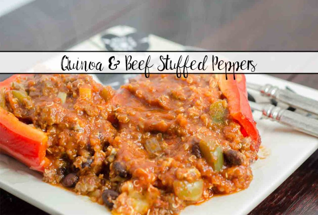 Easy Quinoa and Beef Stuffed Peppers. Healthy, filling, and taste FABULOUS! Peppers overflowing with quinoa, beef, black beans, mushrooms, & more.