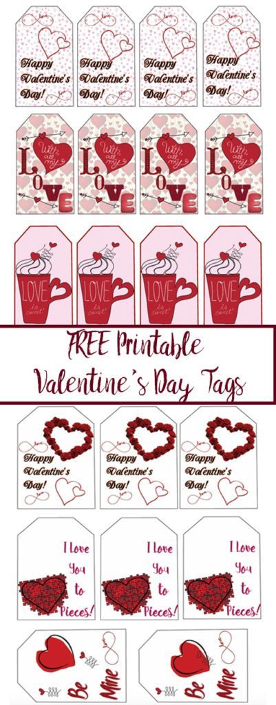 Pin image for free printable Valentine's Day gift tags