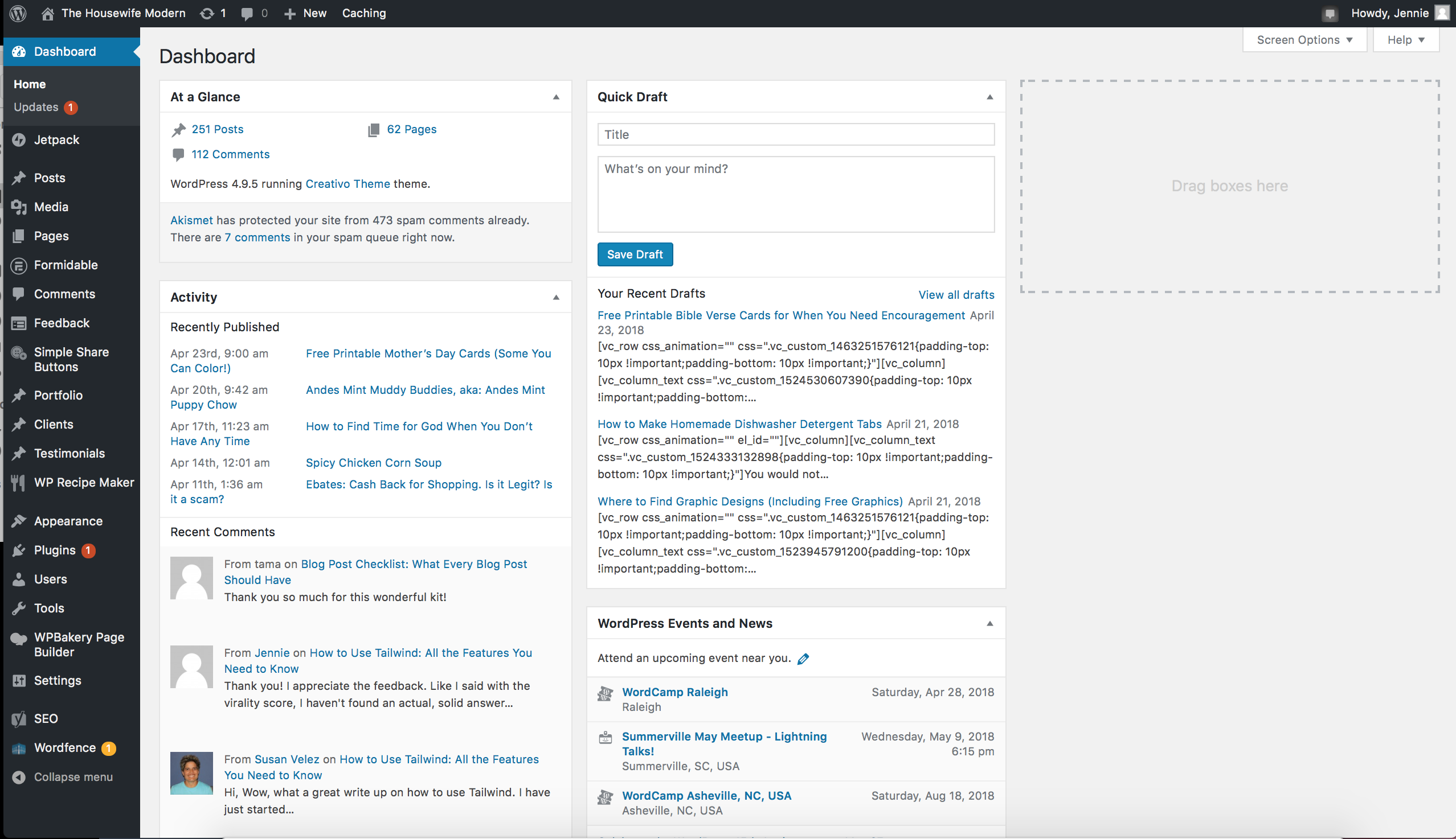 Wordpress_dashboard This should look similar to your Wordpress dashboard. Say "Hello"...you'll be spending a lot of time on Wordpress.