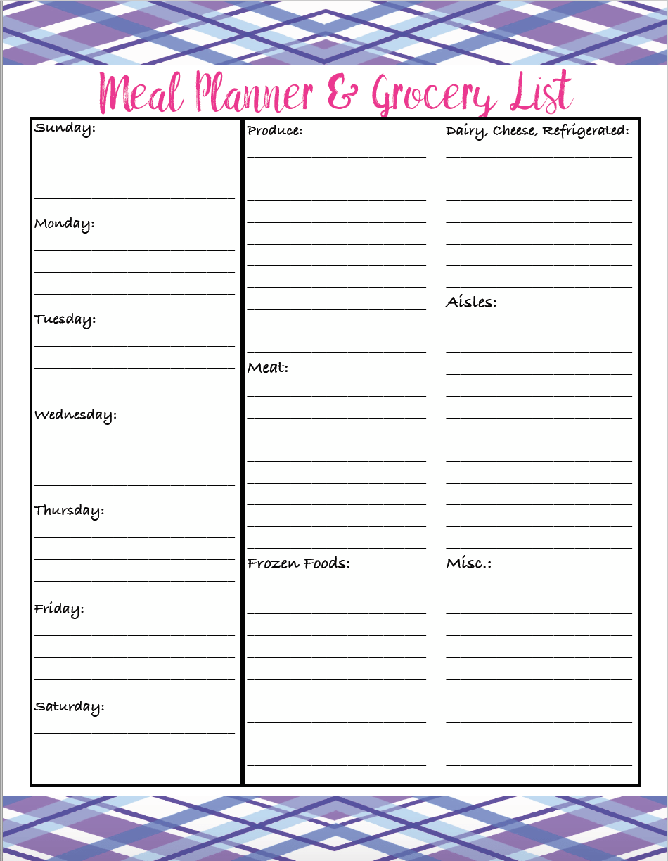 Free Printable Meal Planner & Grocery List