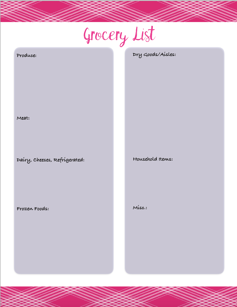 2 week Meal Planner:Grocery_png2 Free Printable Meal Planners & Grocery Lists: 4 designs! Save time (no more extra trips to store!) & money (meal planning saves more than you can imagine!)