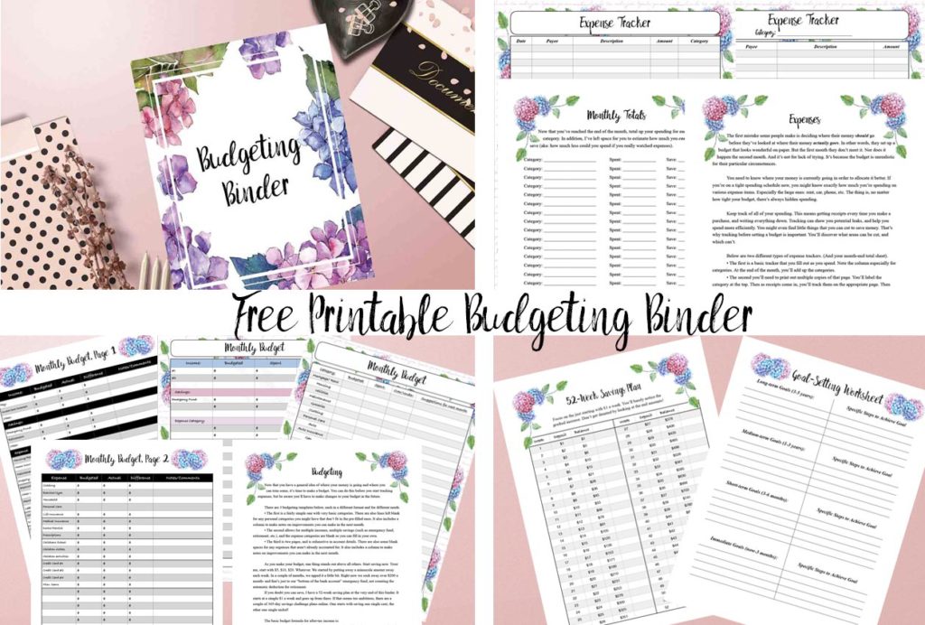 Free Printable Budgeting Binder! 15+ pages with expense trackers, budgeting, goal-setting, practical tips for saving money & more.