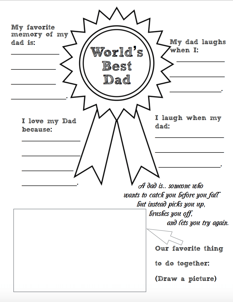 Free Printable Father’s Day Coloring Worksheets 2 designs