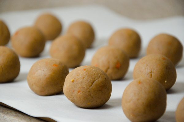 LR_Turkey Cake Pops_step1 prep-7 To form: scoop up enough mix to make 1″ ball, squash it together, then roll the ball back and forth between your hands.