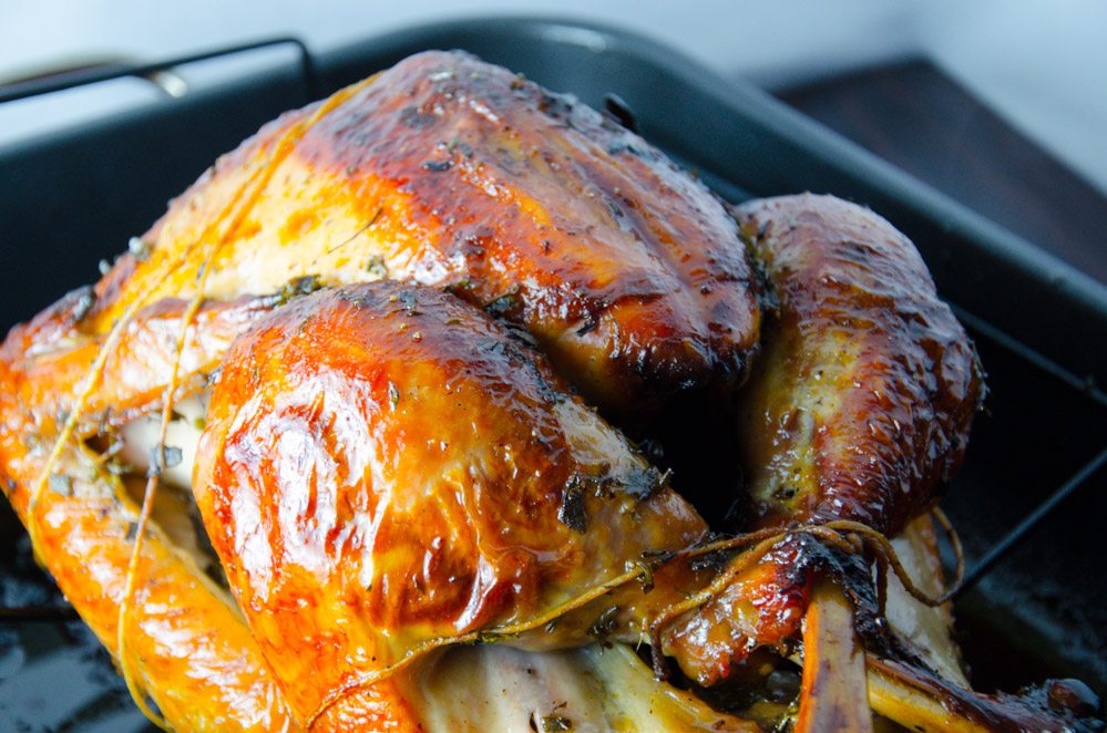 LR_Turkey, Cider Brined_Final whole Apple Cider-Brined Turkey with Herb Butter: the moistest, most flavorful turkey you'll ever eat. Step-by-step pictures, instructions on how to truss a turkey.