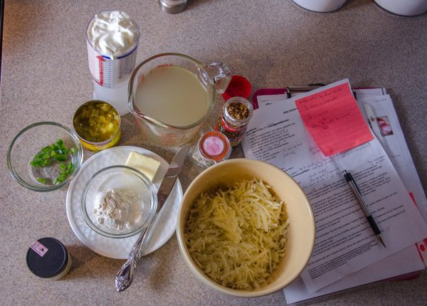 LR_White Chicken Enchiladas_prep-5 Mise en place for sauce: ingredients for the fabulous, incomparable sauce for White Chicken Enchiladas.