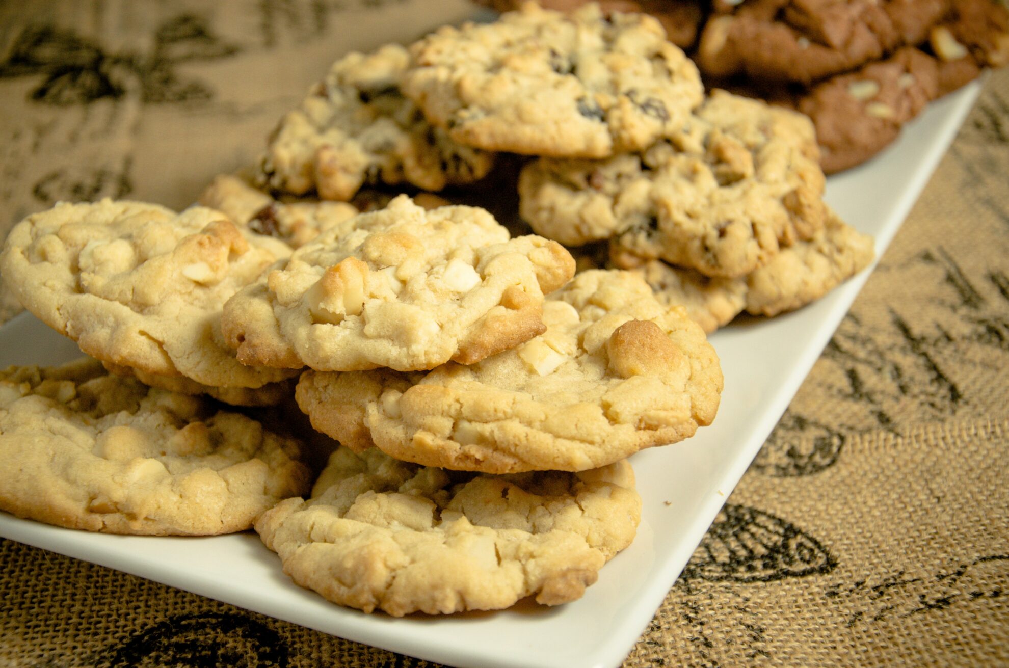 White chocolate chunk macadamia cookies: decadent, soft, moist. Perfect combination of rich cookie and white chocolate. & Tips on the perfect cookie.