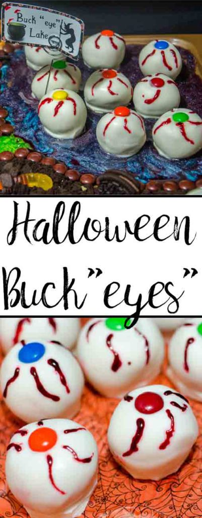 Irresistible Halloween Buckeyes- classic buckeyes dipped in white chocolate and decorated just for Halloween. Creepy…but delicious.