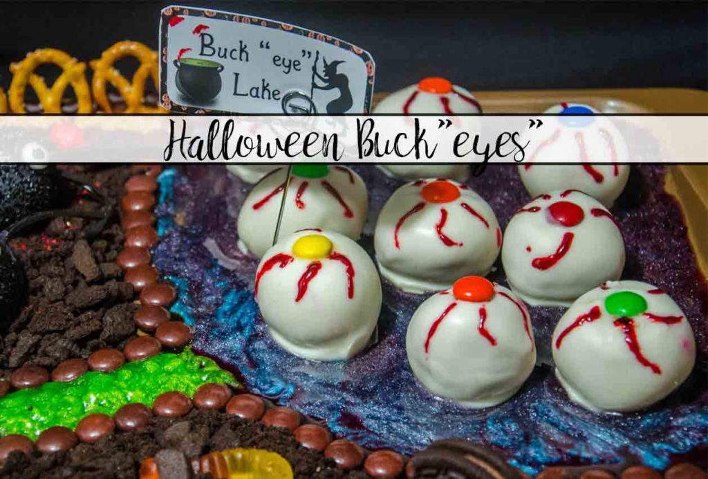 Irresistible Halloween Buckeyes- classic buckeyes dipped in white chocolate and decorated just for Halloween. Creepy…but delicious.