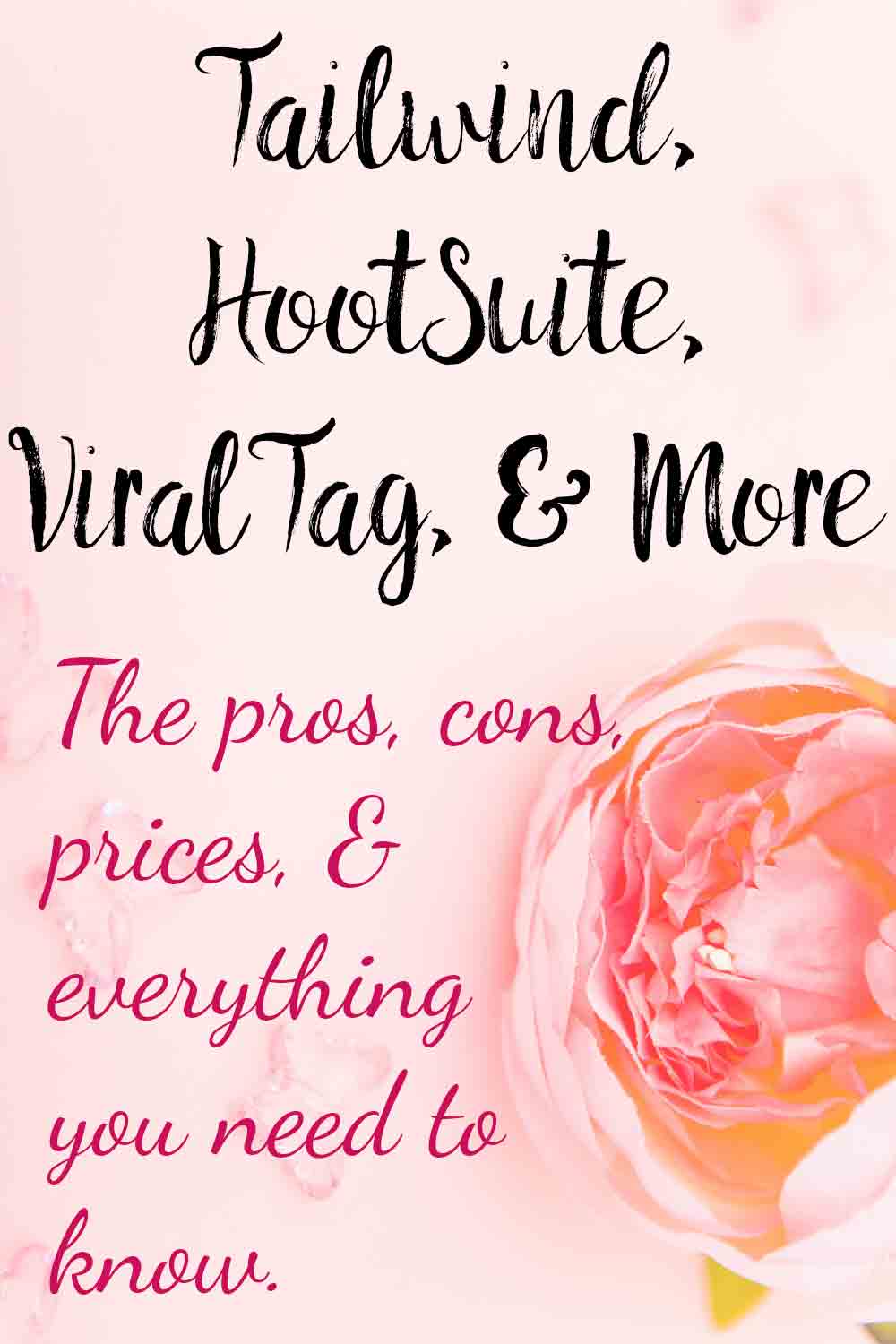 Pinterest Scheduling Tools: A Comprehensive Guide. Pros, cons, prices, everything you need to know. Tailwind, Hootsuite, ViralTag, Buffer, & more! #blog #blogging #Tailwind #pinterestscheduling #pinterest #hootsuite #viraltag
