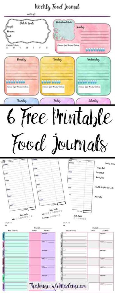 Free Printable Food Journal: 6 Different Designs