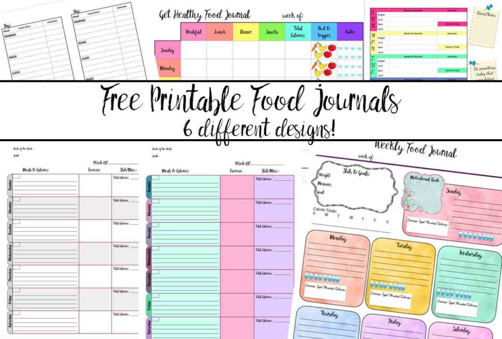 Featured image for free printable food journals.