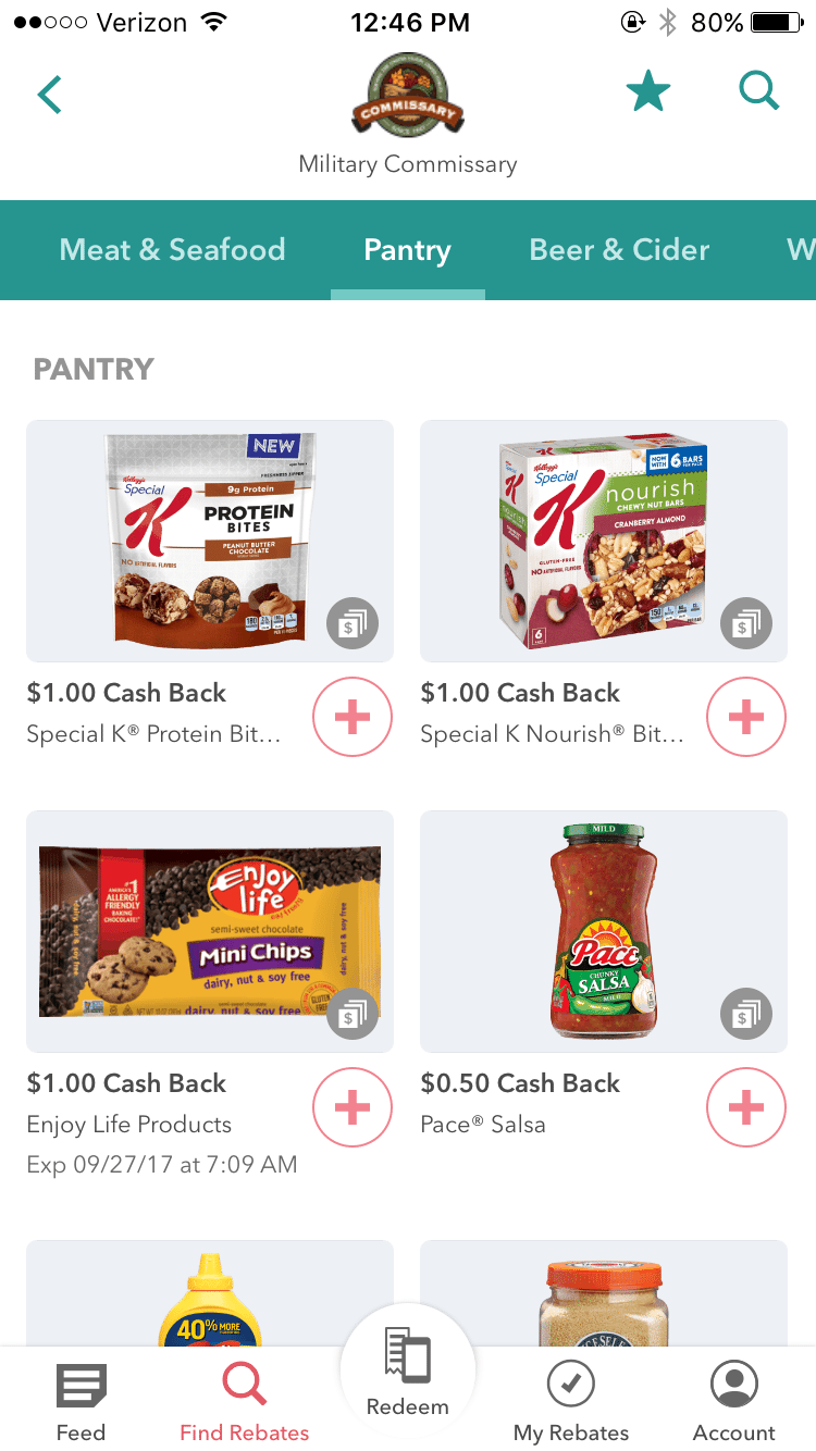 Use the green bar across the top to pick category. I picked "pantry" for this example. All deals in that area will pop up.