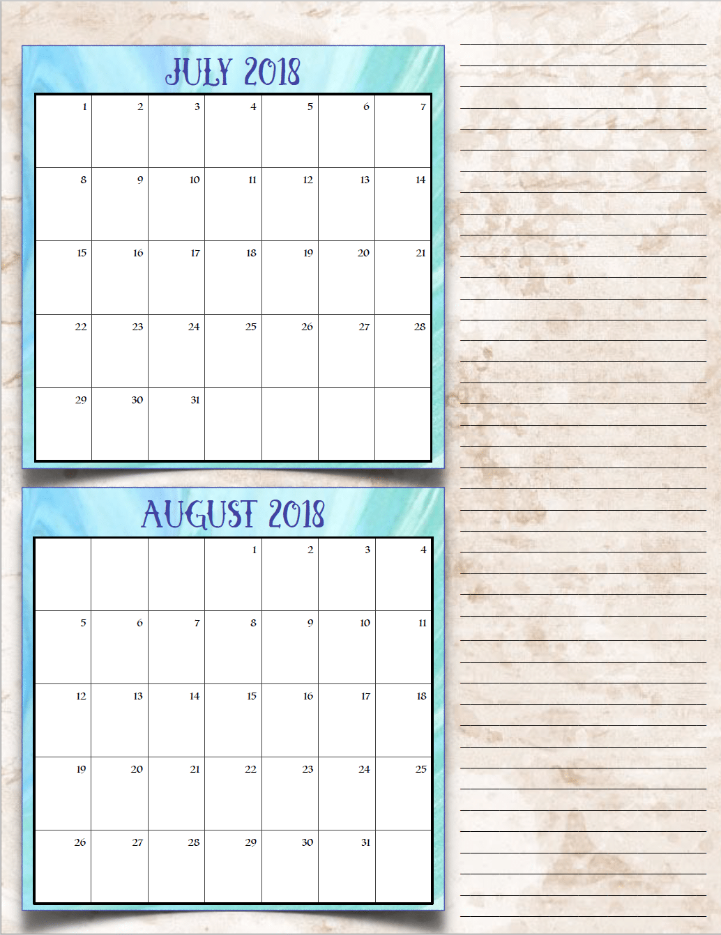Free Printable 2018 Bimonthly Calendars: 6 Designs! These free printable 2018 calendars are great for in planners, hanging, and more!
