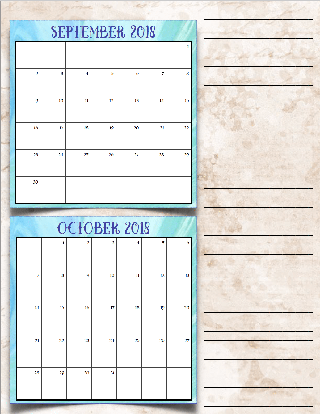 Free Printable 2018 Bimonthly Calendars: 6 Designs! These free printable 2018 calendars are great for in planners, hanging, and more!