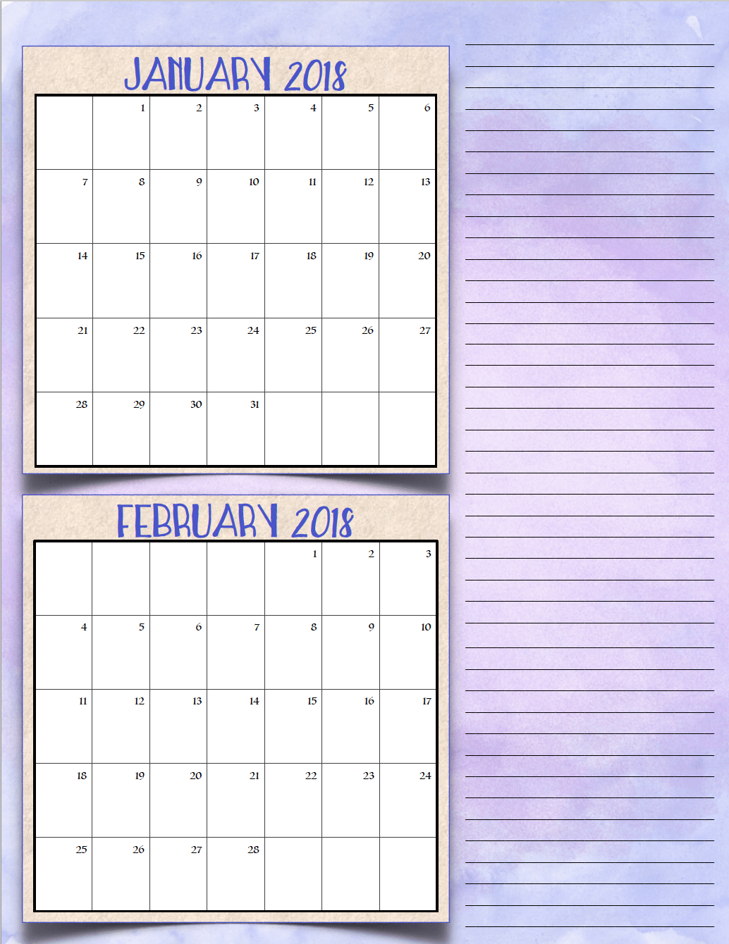 Free Printable 2018 Bimonthly Calendars: 6 Designs! These free printable 2018 calendars are great for in planners, hanging, and more!