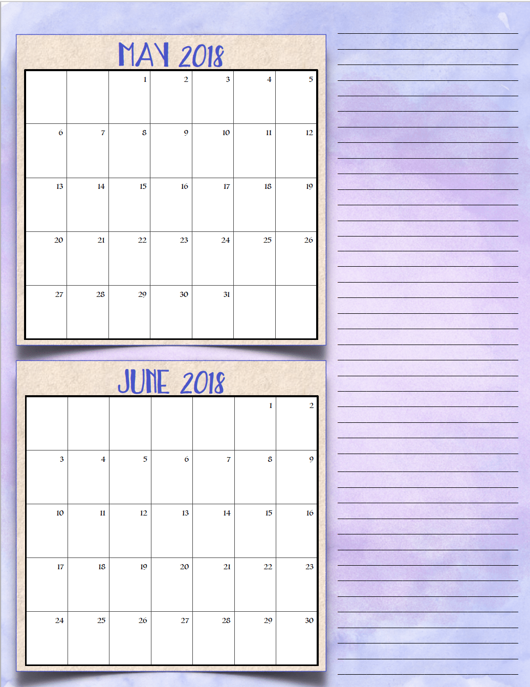free printable 2018 bimonthly calendars 6 designs