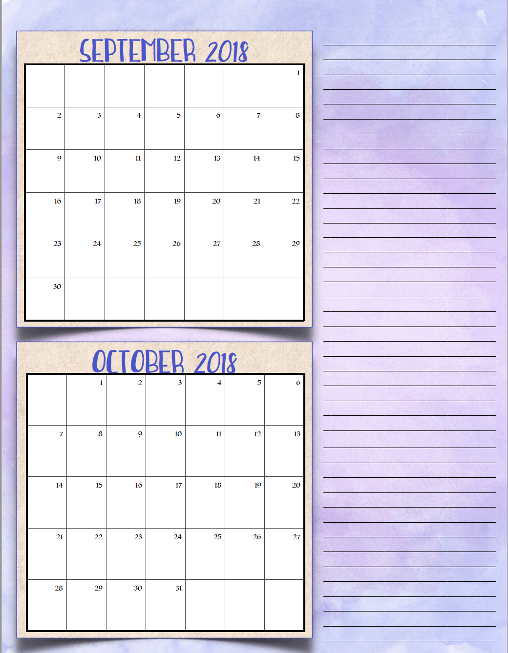 Free Printable 2018 Bimonthly Calendars: 6 Designs! These free printable 2018 calendars are great for in planners, hanging, and more!