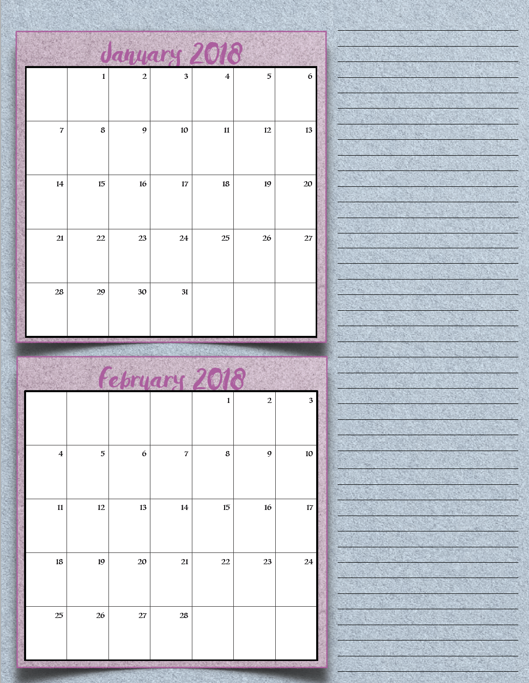 Free Printable 2018 Bimonthly Calendars: 6 Designs! These free printable 2018 calendars are great for in planners, hanging, and more!