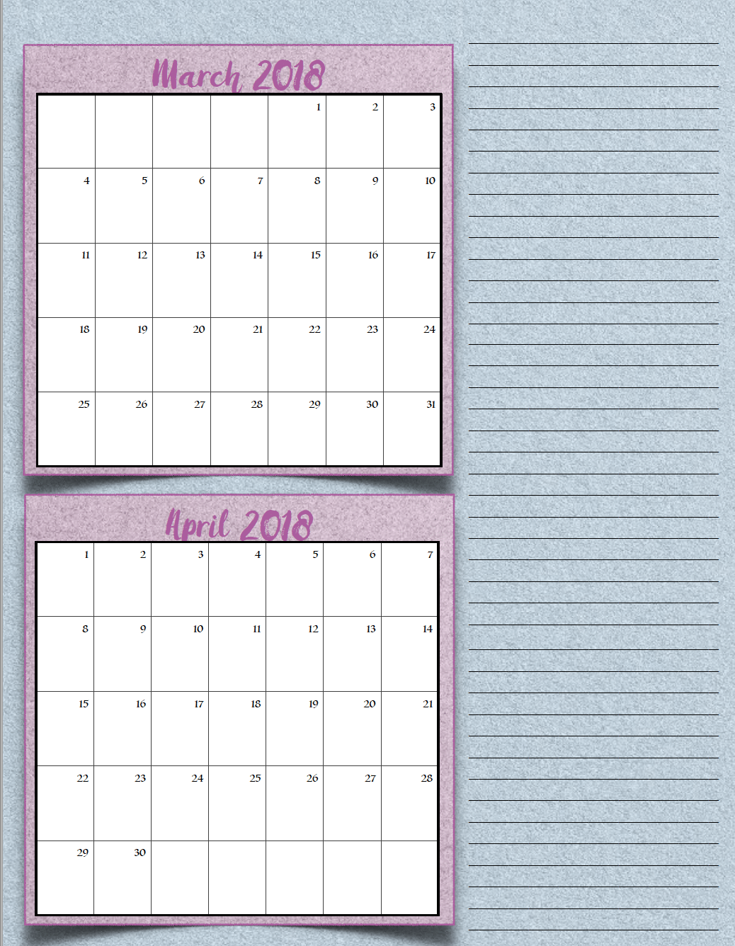 Free Printable 2018 Bimonthly Calendars: 6 Designs! These free printable 2018 calendars are great for in planners, hanging, and more!