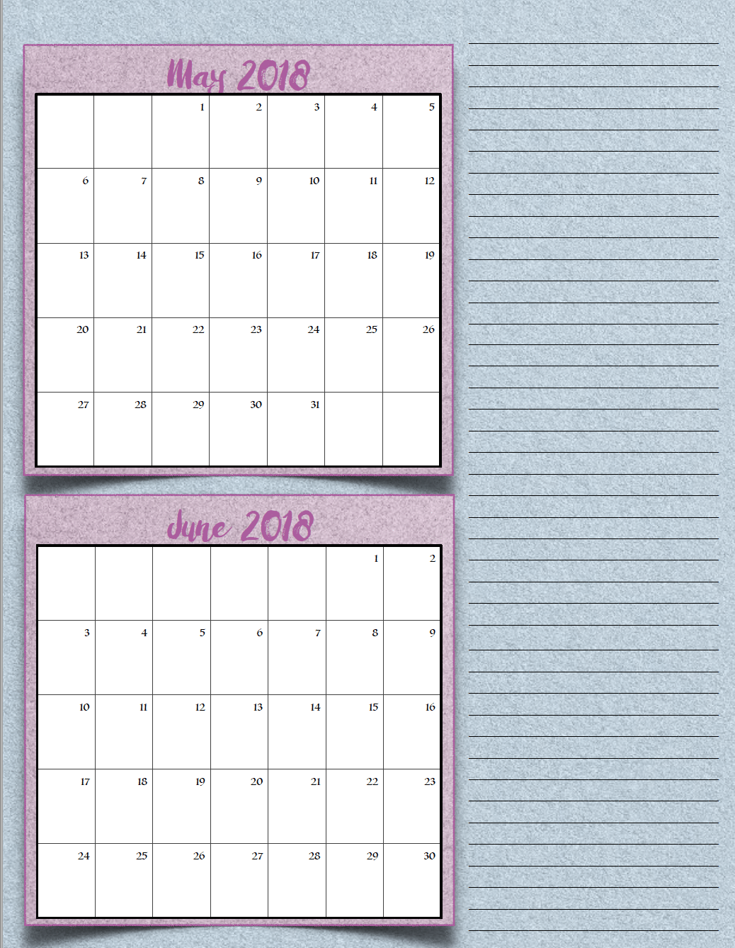 Free Printable 2018 Bimonthly Calendars: 6 Designs! These free printable 2018 calendars are great for in planners, hanging, and more!