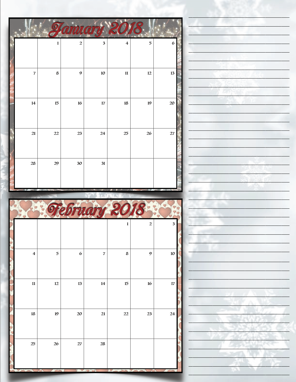 Free Printable 2018 Bimonthly Calendars: 6 Designs! These free printable 2018 calendars are great for in planners, hanging, and more!