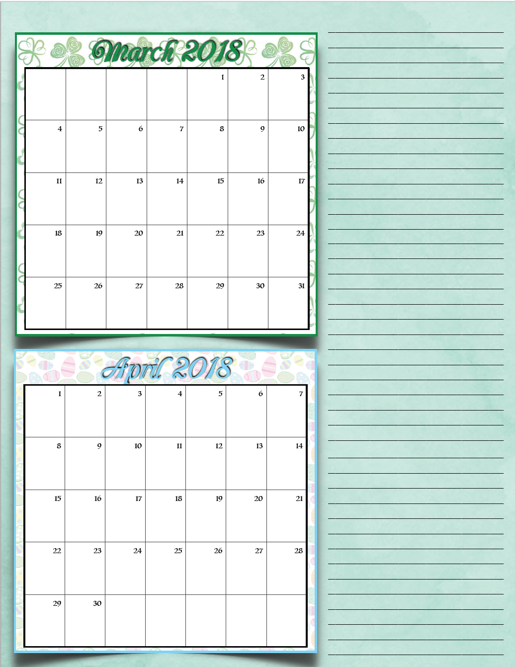 Free Printable 2018 Bimonthly Calendars: 6 Designs! These free printable 2018 calendars are great for in planners, hanging, and more!