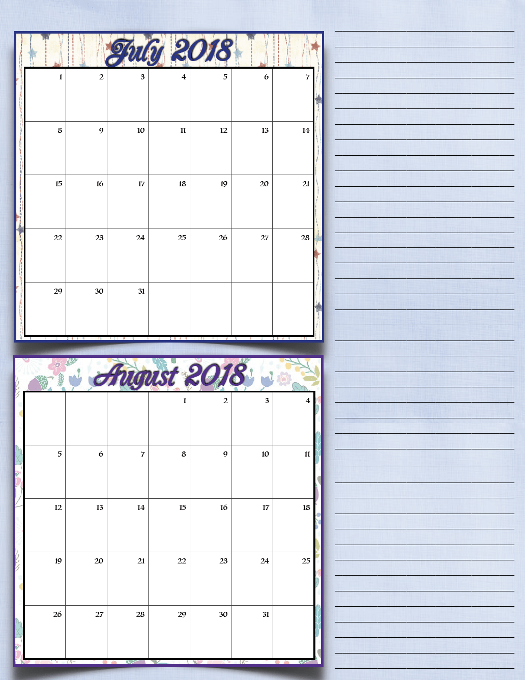 Free Printable 2018 Bimonthly Calendars: 6 Designs! These free printable 2018 calendars are great for in planners, hanging, and more!